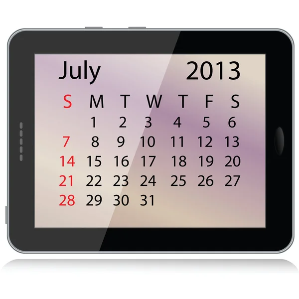 Calendario julio 2013 — Vector de stock