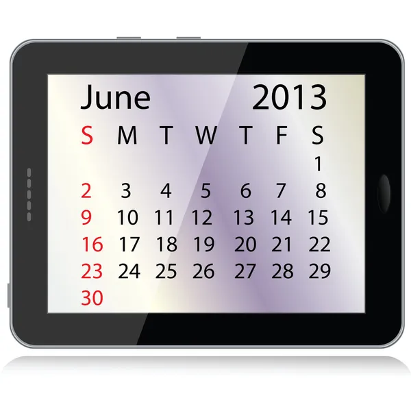 Calendario junio 2013 — Vector de stock