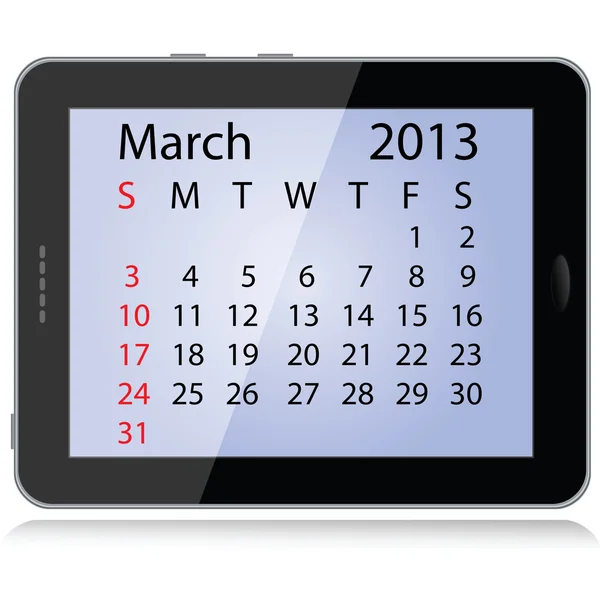 March 2013 calendar — Stock Vector