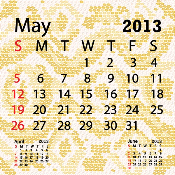 May 2013 calendar albino snake skin — Stock Vector