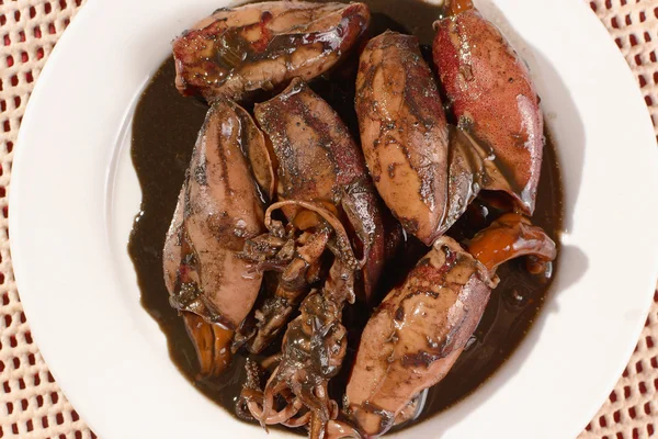 Plate of squid stew in soy sauce — Stock Photo, Image