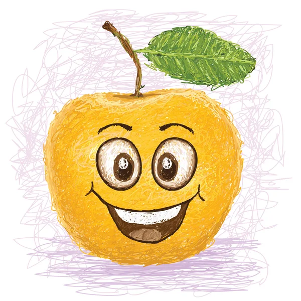 Happy yellow apple — Stock Vector