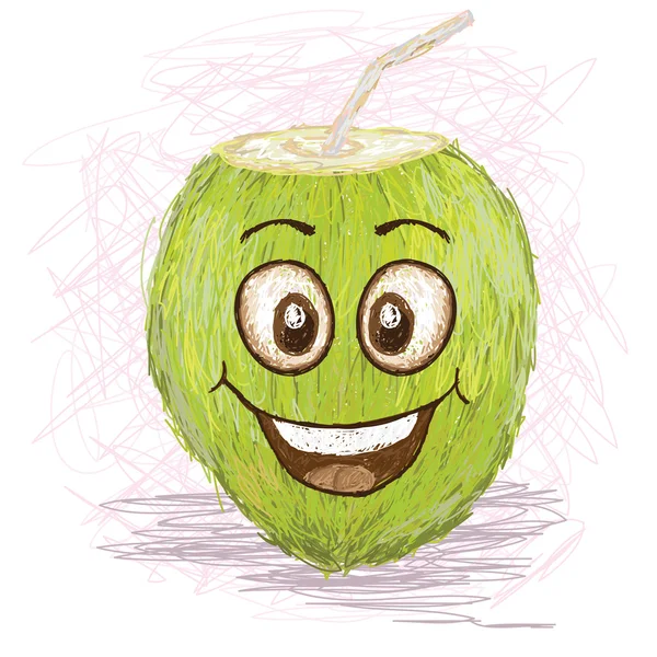 Jugo de coco feliz — Vector de stock