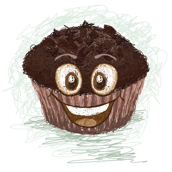 Muffin au chocolat heureux — Image vectorielle