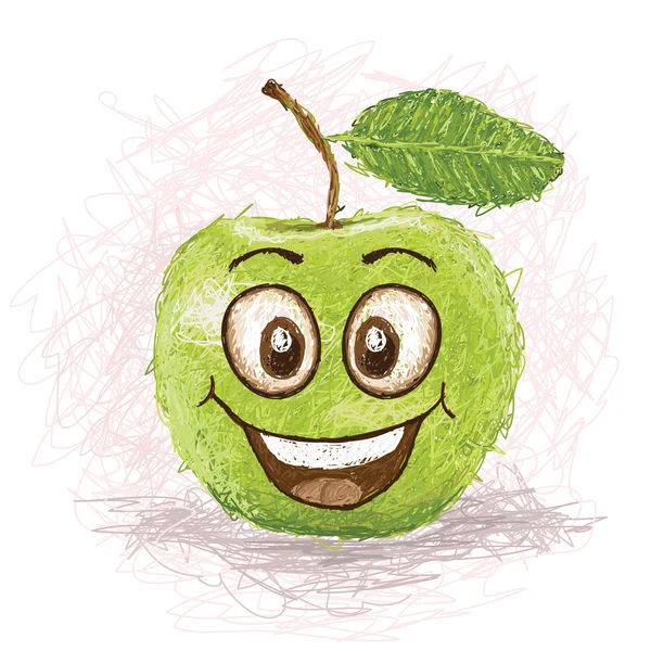 Glad grön äpple — Stock vektor