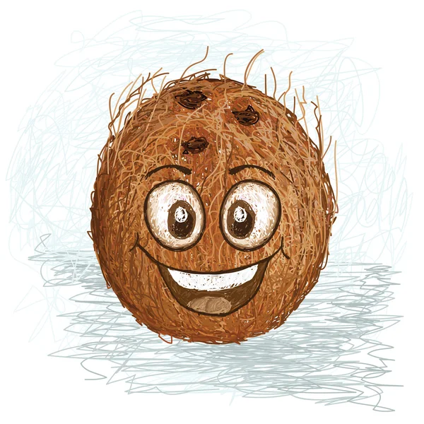 Nucă de cocos fericită — Vector de stoc