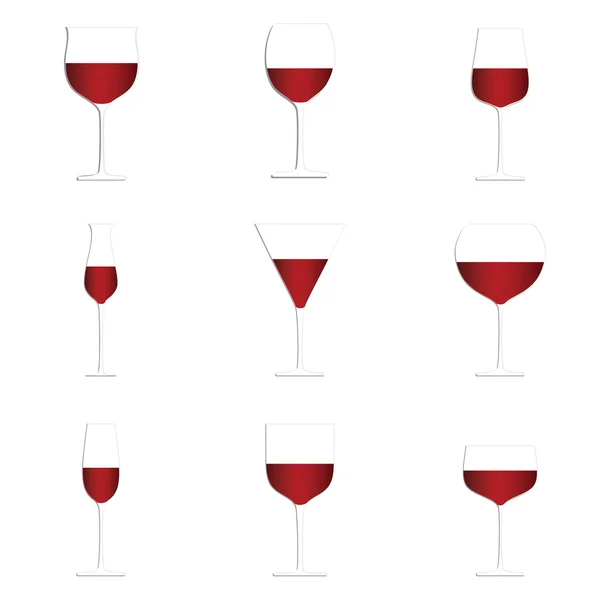 Gelas anggur merah latar belakang putih - Stok Vektor