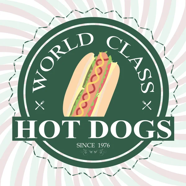 Label hotdog de classe mondiale — Image vectorielle