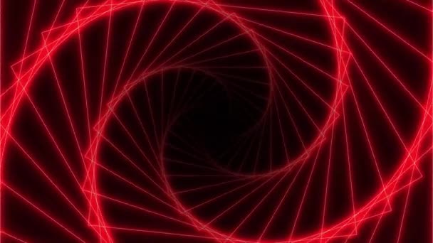 Un túnel rojo giratorio sin fin en un agujero negro. Vídeo inconsútil para actuaciones audiovisuales, espectáculos de luces, discotecas. — Vídeos de Stock