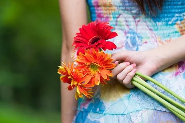 Holding flowers on hands — Stock Photo, Image