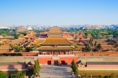 overlook the Forbidden City in evening clipart
