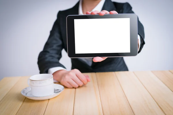 Weergave van informatie met-pc-tafel — Stockfoto