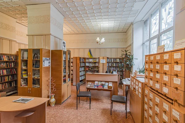 Intérieur Ancienne Bibliothèque Publique Soviétique Ancienne Nommée Après Nekrasov 1975 — Photo