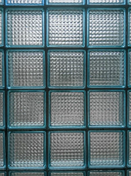 Duvar Mavi Cam Bloklarla Kaplı Desenli — Stok fotoğraf
