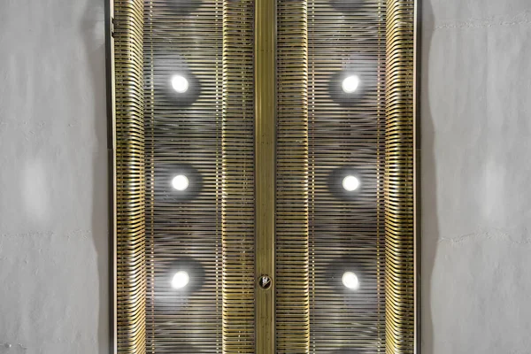 Декоративная Латунная Панель Лампами Стоковое Изображение