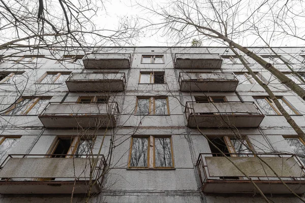 Facade Abandoned Prefabricated House Chernobyl Exclusion Zone Chernobyl Ukraine — Stock Photo, Image