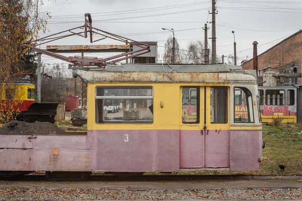 Viejo Tranvía Servicio Rojo Amarillo Mala Calidad Gotha T57 Zhytomyr — Foto de Stock