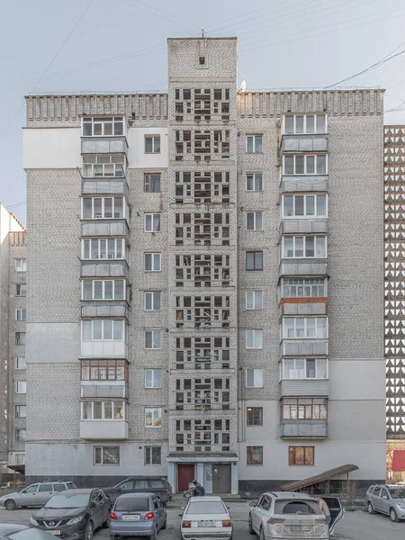 Fassade Eines Alten Sowjetischen Hochhauses Mit Neun Stockwerken Zhytomyr Ukraine — Stockfoto
