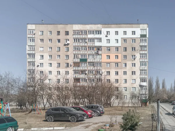 Antico Edificio Prefabbricato Sovietico Nove Piani Kamianets Podilskyi Ucraina 2022 — Foto Stock