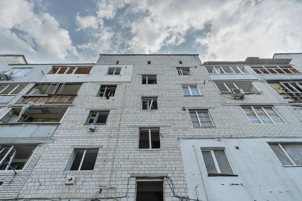 Residential High Rise Building Broken Windows Borodyanka Kyiv Oblast Ukraine — Foto Stock