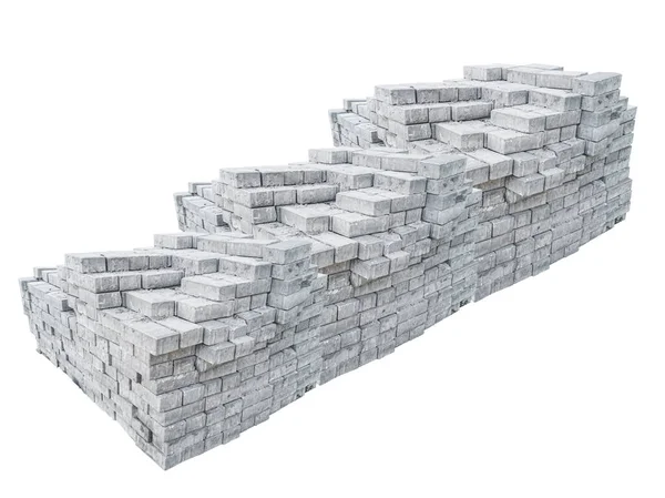 Diagonal Brick Barricade Wall Isolated White —  Fotos de Stock