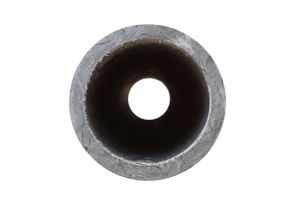 Concrete Pipe Isolated White Background Side View Cross Section Concrete — 图库照片