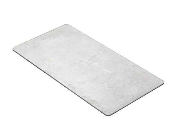 Yuvarlak Kenarları Beyaz Arkaplanda Izole Edilmiş Dikdörtgen Metal Plaka — Stok fotoğraf