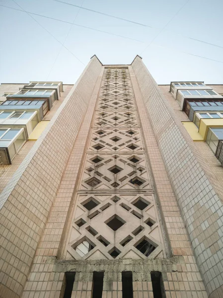 Bottom View Multi Storey Residential Prefabricated Panel House Ternopil Ukraine — Stock Photo, Image