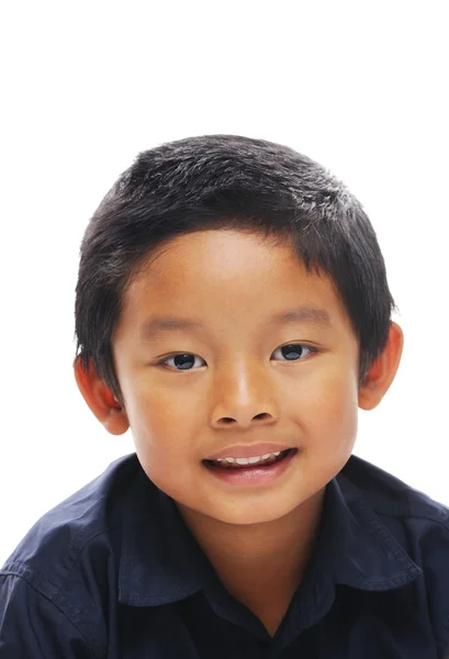 Asian boy blue shirt — Stock Photo, Image