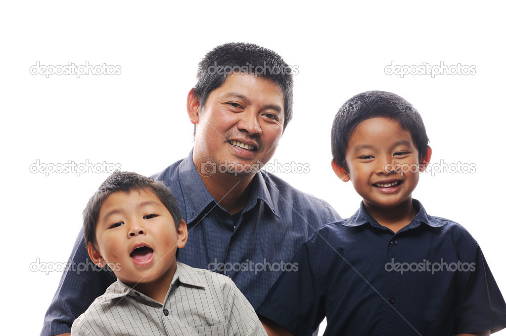 Father bonding with sons
