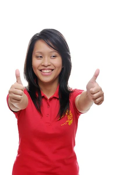 Aziatisch meisje duimen omhoog — Stockfoto