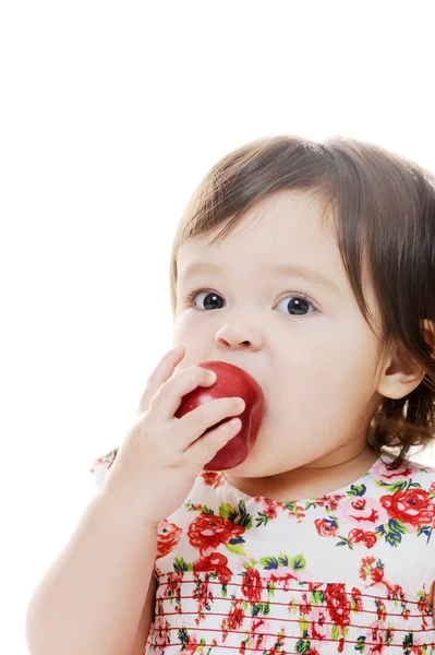 Tjej äter äpple — Stockfoto