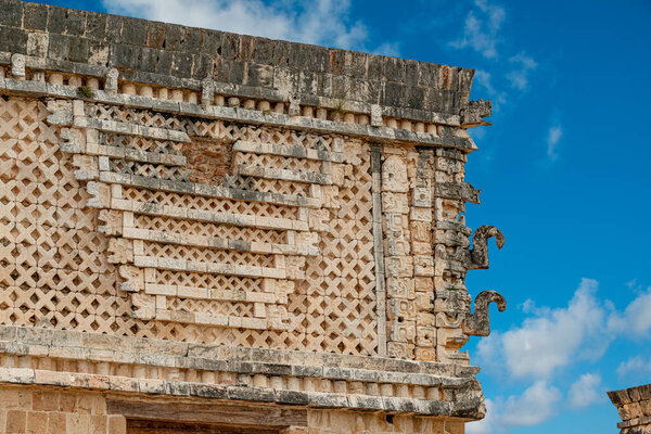 Archaeological site of the ancient mayan city of Uxmal in Yucatan, Mexico