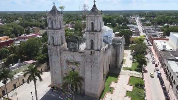 Igreja Antiga Localizada Valladolid Chamada San Servasio Yucatan México — Vídeo de Stock