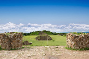 Monte Alban 'daki yapı, arkeolojik alan, Oaxaca, Meksika