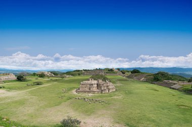 Monte Alban 'daki yapı, arkeolojik alan, Oaxaca, Meksika