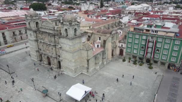 Widok Lotu Ptaka Katedrę Oaxaca Meksyk — Wideo stockowe