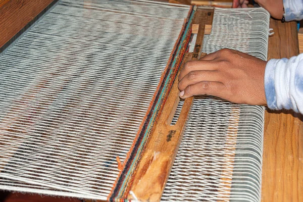 Tear Tradicional Para Fazer Têxteis Oaxaca México — Fotografia de Stock