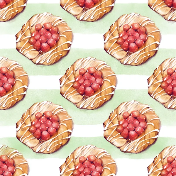 Pastry Sweets Illustration Cakes Watercolor Style Digital Illustration Raster Isolated 스톡 사진