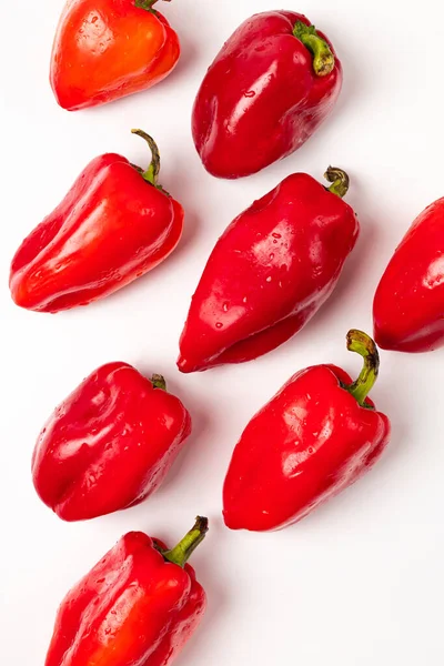 Fresh Red Bell Peppers White Background — Stock Photo, Image