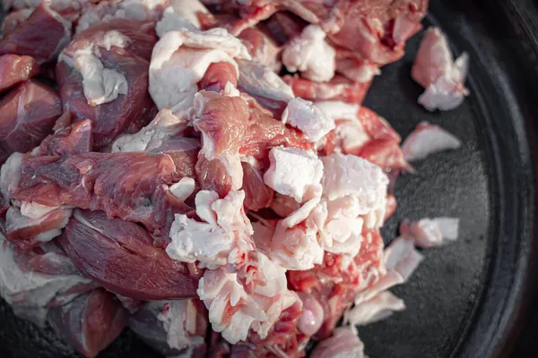 Carne Roja Cruda Plato Carne Una Cena Abundante Proteínas Dieta — Foto de Stock