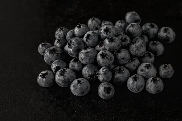 Handful Blueberries Black Background Handful Blueberries Ripe Berries Healthy Lifestyle — Fotografia de Stock