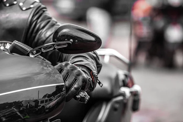 Hand Wheel Heavy Motorcycle Leather Biker Glove Protective Equipment Motorcyclist — Fotografia de Stock