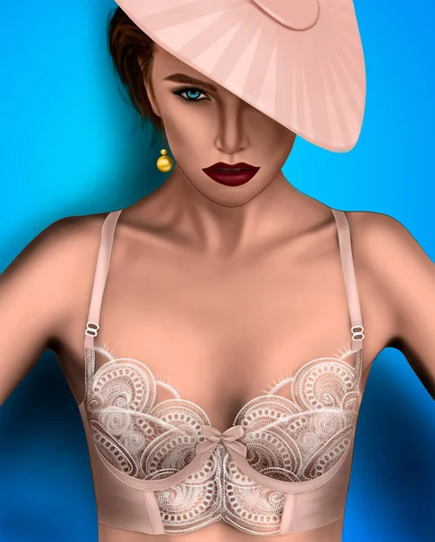 Lacy Lingerie Themed Digital Fashion Illustration — Stock fotografie