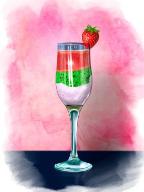 Kokteyl teması üzerine modaya uygun illüstrasyon