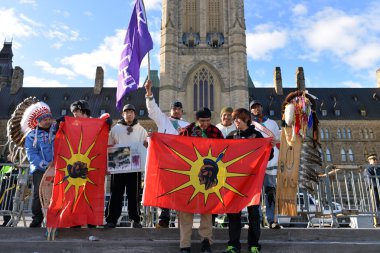Cree youth walkers arrive in Ottawa clipart