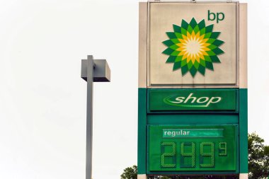 Memphis, TN, ABD 24 Eylül 2019 BP benzin istasyonunda. British Petroleum Company, 80 'den fazla ülkede faaliyet gösteren bir süper büyük petrol ve gaz şirketi.