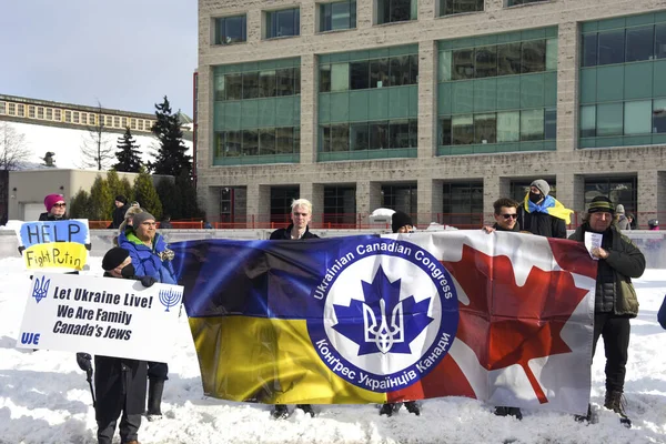 Ottawa Feb 2022 Ottawa Stands Ukraine Rally March Protest Russian — Stock Photo, Image