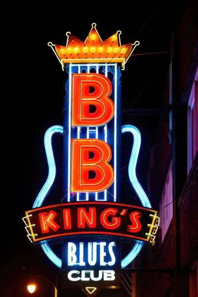 Memphis Usa Septembre 2019 Signe Néon Pour Kings Blues Club — Photo