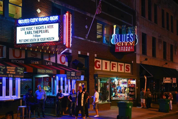 Memphis Usa Září 2019 Slavná Beale Street Mnoha Neonovými Světly — Stock fotografie